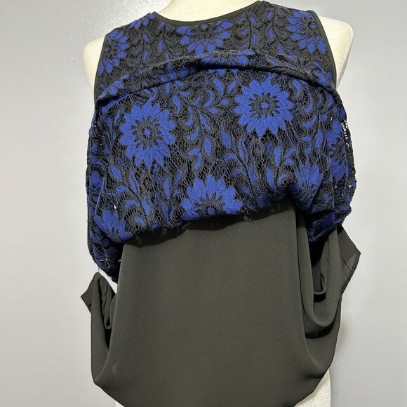 Loft black and blue lace sleeveless top size M - Picture 6 of 6